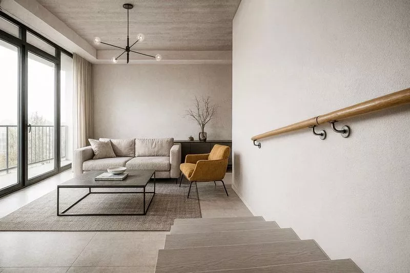 main courante bois ronde design murale sur mesure chene bois massif rampe moderne pres de le rove fimsai