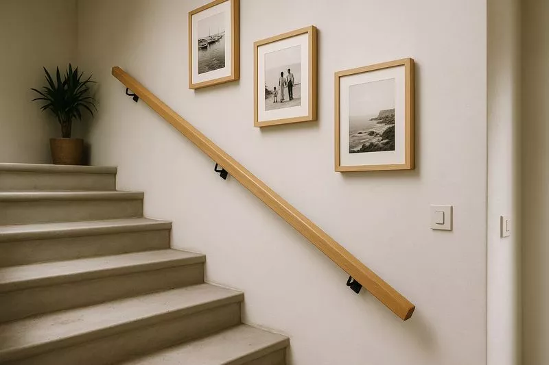 main courante bois carree design murale sur mesure chene bois massif rampe moderne