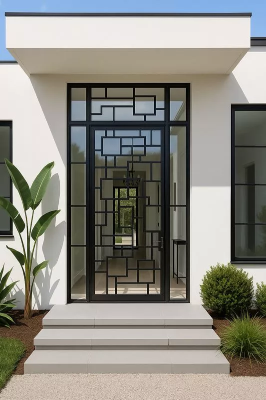 Porte d’entrée sur-mesure en acier et verre à Ensuès-la-Redonne