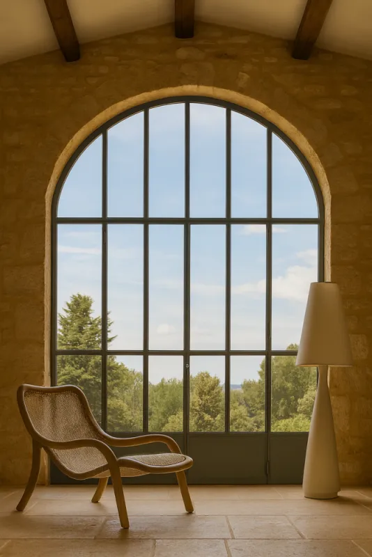 Châssis vitrée fixe paroi sur mesure en acier Ensues La Redonne Bouches du Rhône Cote bleue Ferronnerie FIMSAI