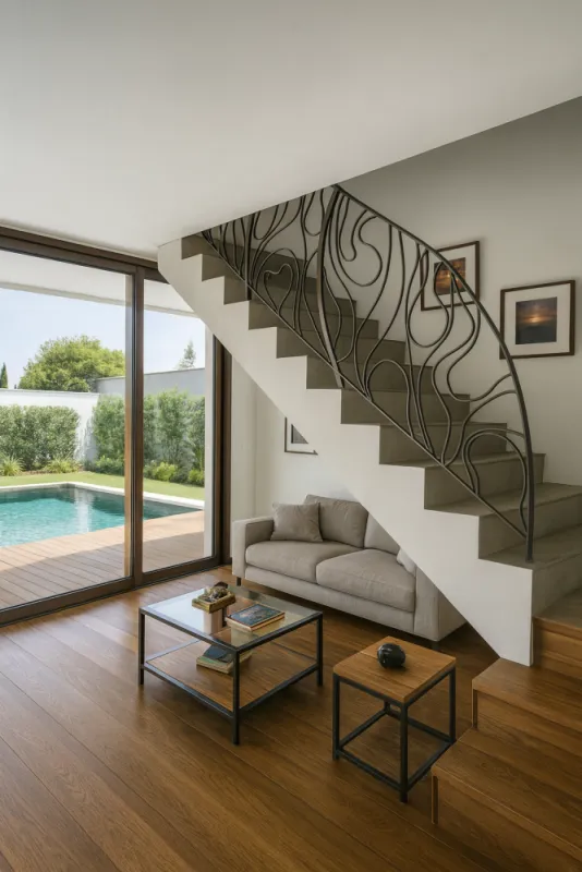 Garde corps métal acier luxe design original forgé sur la commune de Carry le rouet (cote bleue) Bouches du Rhône métallerie ferronnerie FIMSAI 