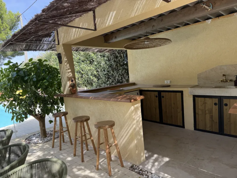 Porte de placard cuisine d'été sur mesure acier et bois Ensues la Redonne Cote bleue bouches du rhone