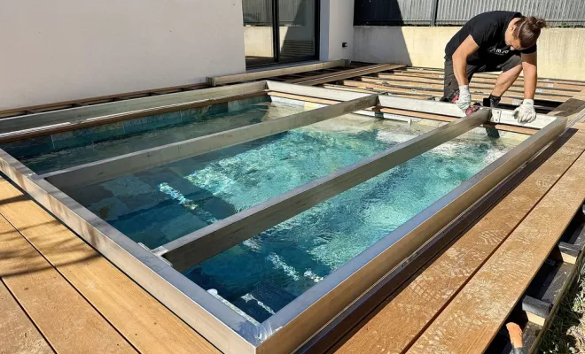Réalisation d'une terrasse de piscine coulissante sur mesure, Châteauneuf-les-Martigues, FIMSAI