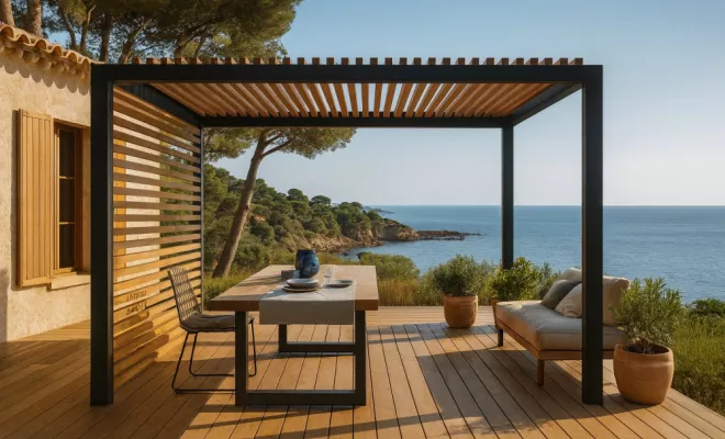 Pergola sur mesure en acier et bois, carport et brise-soleil métal et bois, design magnifique, protection pour voiture, bois massif, à Carry-le-Rouet, Bouches-du-Rhône, ferronnerie et métallerie Martigues