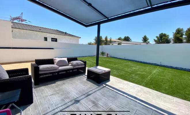 Pergola sur mesure acier et toile micro perforée  Port De Bouc Bouches du Rhône FIMSAI